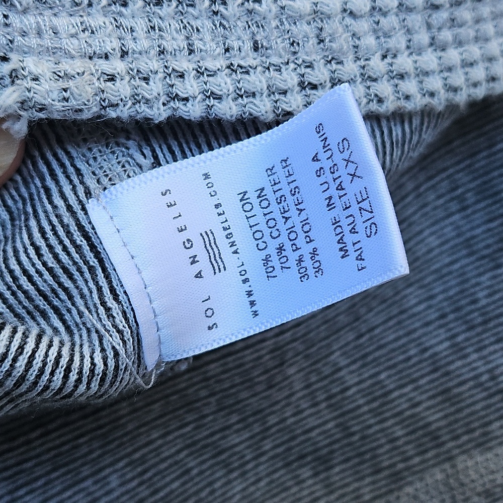 SOL LOS ANGELES, Gray Cold Shoulder Waffle Knit Cotton Blend Dress XXS - Picture 8 of 8